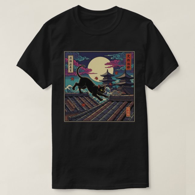 Camiseta Moonlit Ninja Cat (Frente do Design)