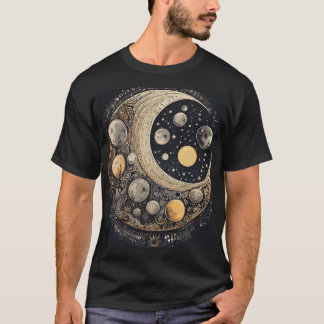 Camiseta Moonlit Odissey: Arte Lunar Abstrato