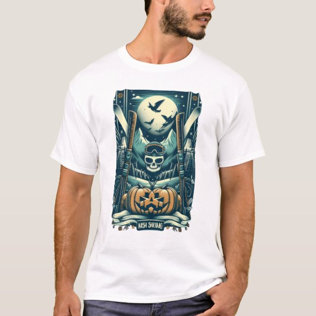 Camiseta Moonlit Spooky Ski Adventure (Frente)