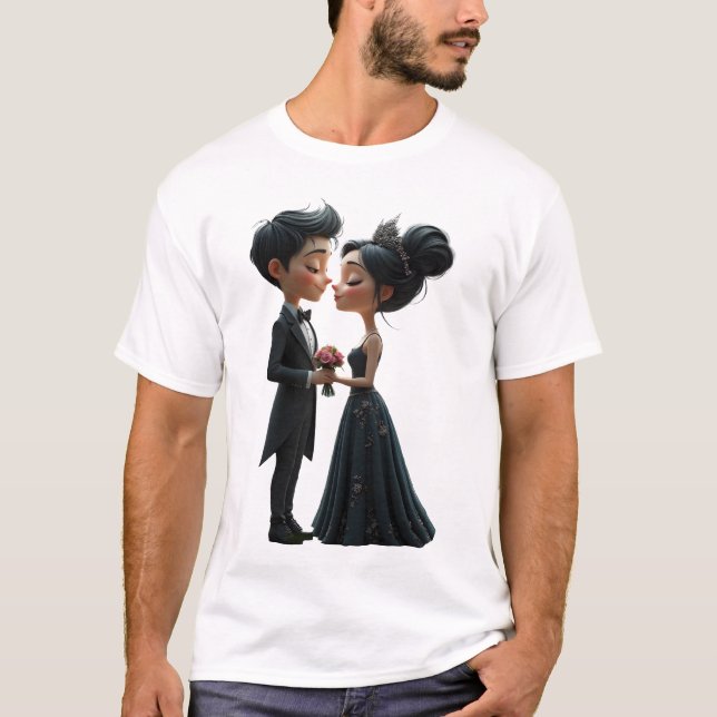 Camiseta Moonlit Vows – A Cute Gothic Wedding Moment.  (Frente)