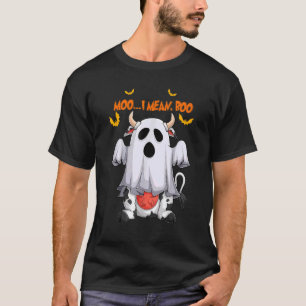 Camiseta Mooo I Quero Dizer Booo Cute Cow Fantasma Vaca Hal