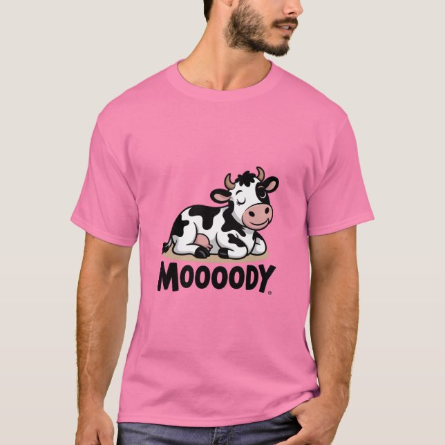 Camiseta Mooody Cow Cute Cartoon Design (Frente)