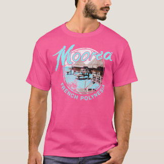 Camiseta Moorea Bungalow sobre água Polinésia Francesa Vint