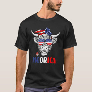Camiseta Moorica Highland Cow 4 De Julho Design Usa Patrio