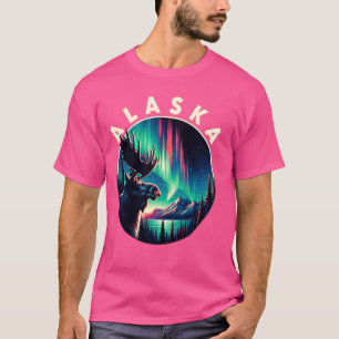 Camiseta Moose Alaska Norte Luz Aurora Exibindo Vacati