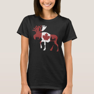 Camiseta Moose Animal Canadian Flag Maple Leaf Canada