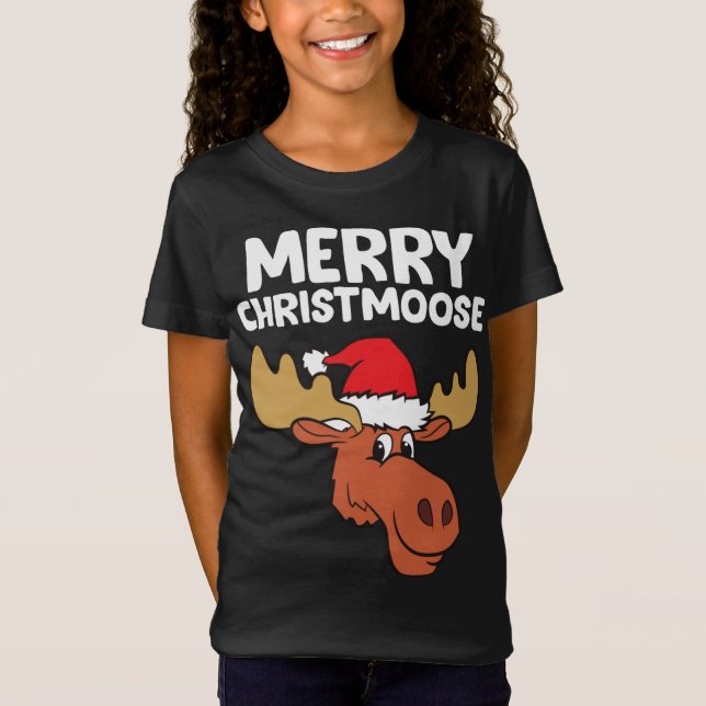 Camiseta Moose Christmas Hat Moose Feliz Christmoose Feliz (Frente)