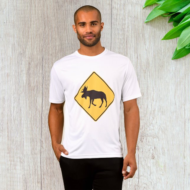 Camiseta Moose Crossing Road Sign Wildlife Safety (Criador carregado)