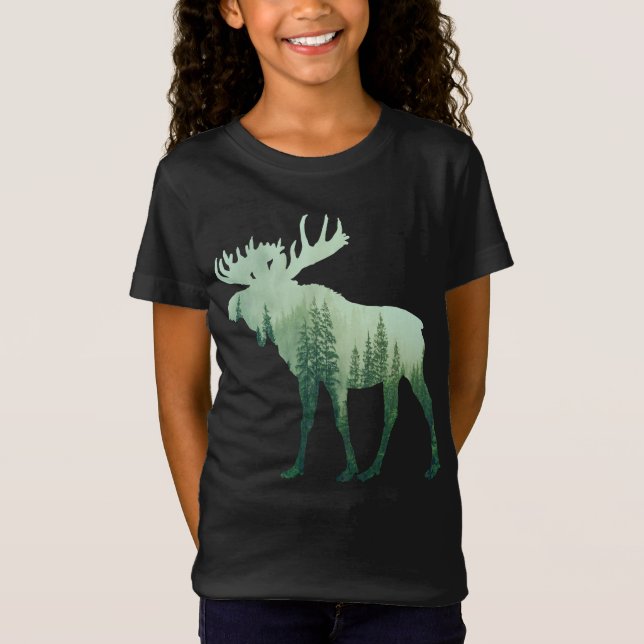 Camiseta Moose Deer E Floresta Natureza (Frente)
