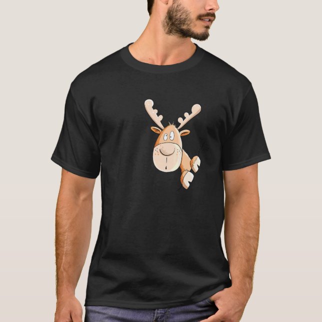 Camiseta Moose Deer Reindeer Design Para Animais Selvagens (Frente)