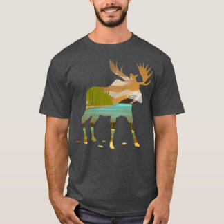 Camiseta Moose Dupla Exposta à Cena da Natureza Feliz