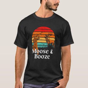 Camiseta Moose e Booze Veados Caçadores de Elk Bebendo B
