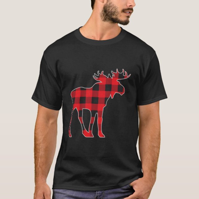 Camiseta Moose Elk Xadrez Buffalo Check Pajama Lumberjack C (Frente)