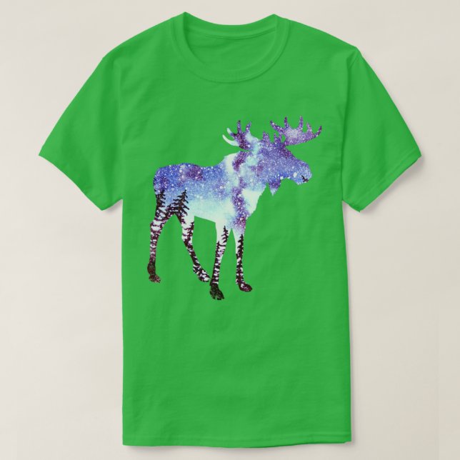 Camiseta Moose Forest Night Sky (Frente do Design)