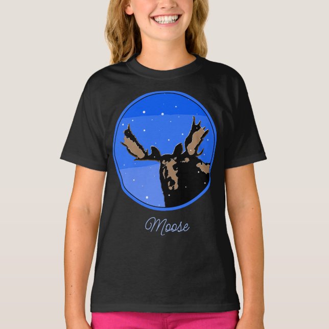 Camiseta Moose in Winter  - Original Wildlife Art T-Shirt (Frente)