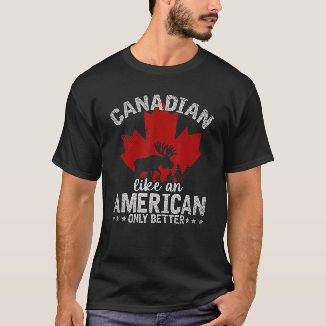 Camiseta Moose Maple Leaf Canadense Like A American Canada (Frente)