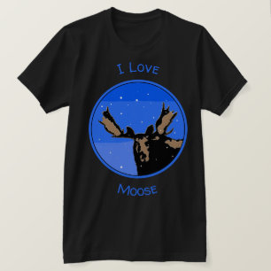Camiseta Moose no inverno - Arte original sobre a vida selv