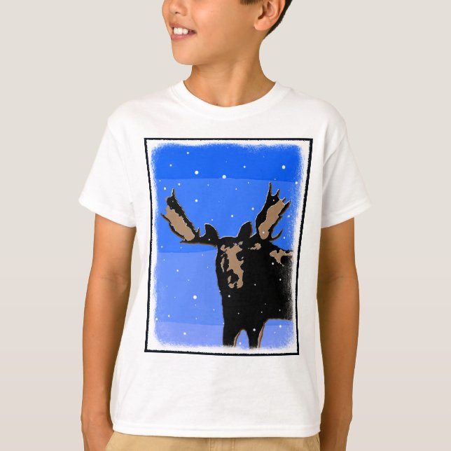 Camiseta Moose no inverno - Arte original sobre a vida selv (Frente)