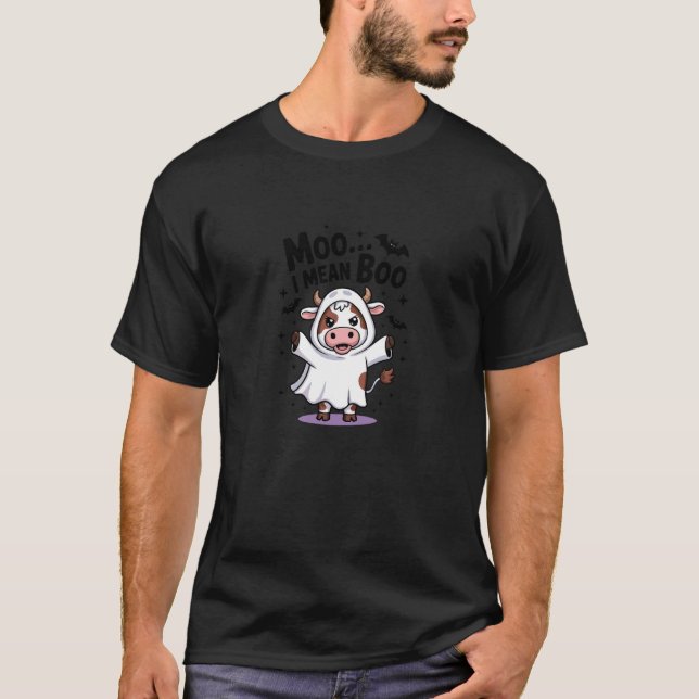 Camiseta Moou2026 Quer Dizer Boo Vaca Engraçada Halloween (Frente)
