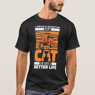 Camiseta Moped Cat - Motocicleta Scooter Bicicleta