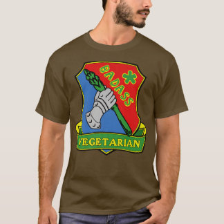 Camiseta Morador vegetariano (escudo) legal engraçado de ve