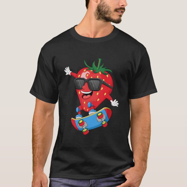 Camiseta Morango andando de skate S (Frente)