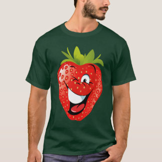Camiseta morango animado feliz engraçada