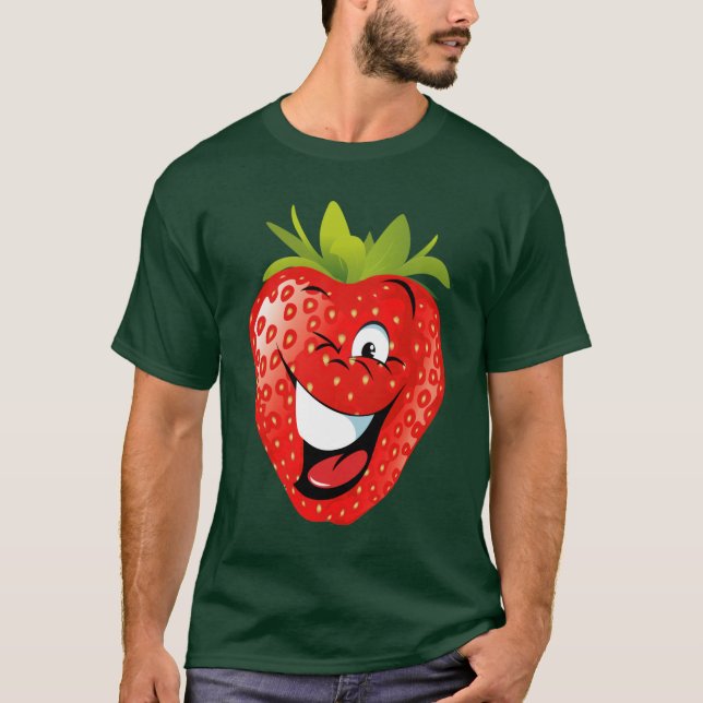 Camiseta morango animado feliz engraçada (Frente)