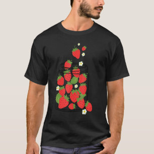 Camiseta Morango-de-flor-branca Jar Strawberry Fruta