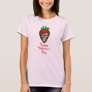 Camiseta Morango Estampado com chocolate feliz dia de os na