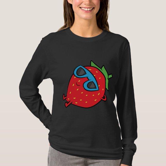 Camiseta Morango Fruta de Verão Óculos de sol Morango (Frente)