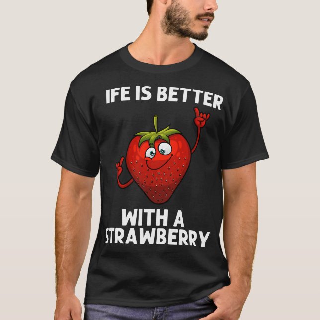 Camiseta Morango legal Para Homens Frutas Morangos B (Frente)