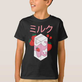 Camiseta Morango Leite Animes Merch Japão Morangos