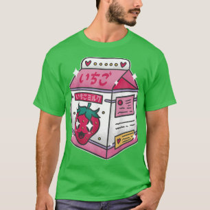 Camiseta Morango Leite Bebida Kawaii Manga Anime Japão Gra