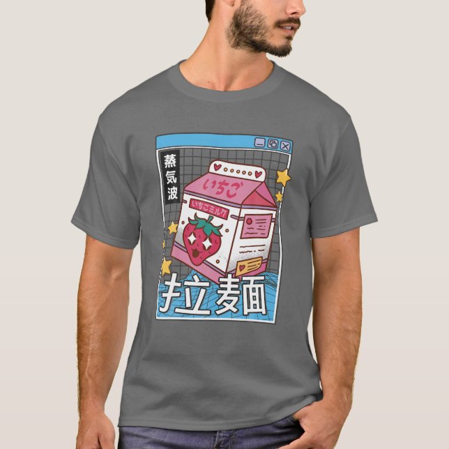 Camiseta Morango Leite Digital Japão Estilo Otaku Anime Va (Frente)
