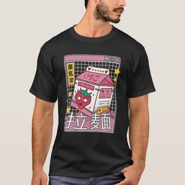 Camiseta Morango Leite Digital Japão Estilo Otaku Anime Va (Frente)