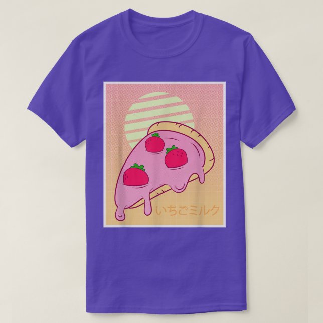 Camiseta Morango Leite Shake Pizza Retro 90s Vaporwave (Frente do Design)