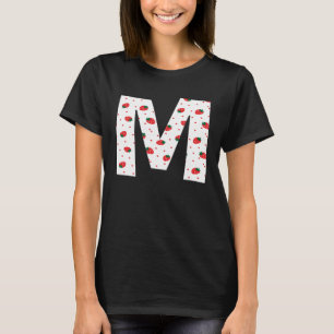 Camiseta Morango Monograma Inicial Letra M Rapariga