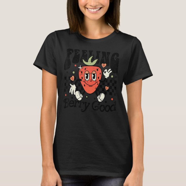 Camiseta Morango Retro Sentindo Boa Mente Positiva (Frente)