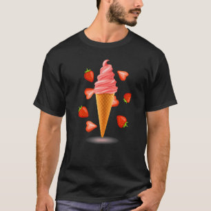 Camiseta Morango sorvete Para Raparigas E Mulheres