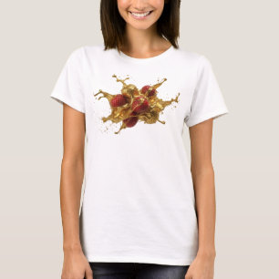 Camiseta Morangos Abstratos Laranja Contemporâneos
