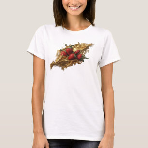 Camiseta Morangos Abstratos Vermelhos Cativantes