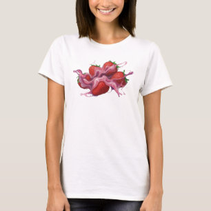 Camiseta Morangos Abstratos Vermelhos Contemporâneos