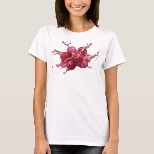 Camiseta Morangos Abstratos Vermelhos Criativos