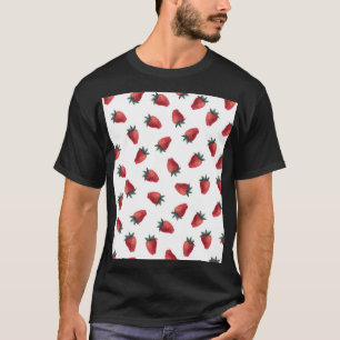 Camiseta Morangos Aquarela: Padrão Sem Costura Brincante
