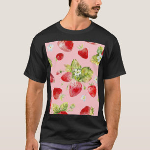 Camiseta Morangos aquosos, padrão sem costura, de frutado.