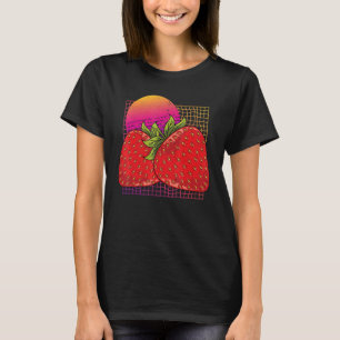 Camiseta Morangos Frutas de Berry Vermelho Morangos 80s Vap