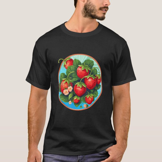 Camiseta Morangos Morango Morango Motif Morango Plantas De  (Frente)