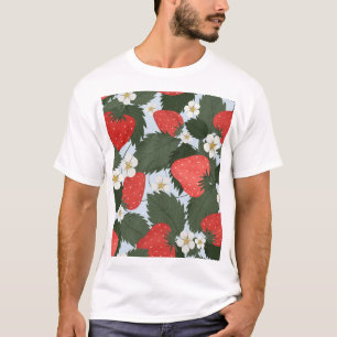 Camiseta Morangos: padrão de fruta de verão design.