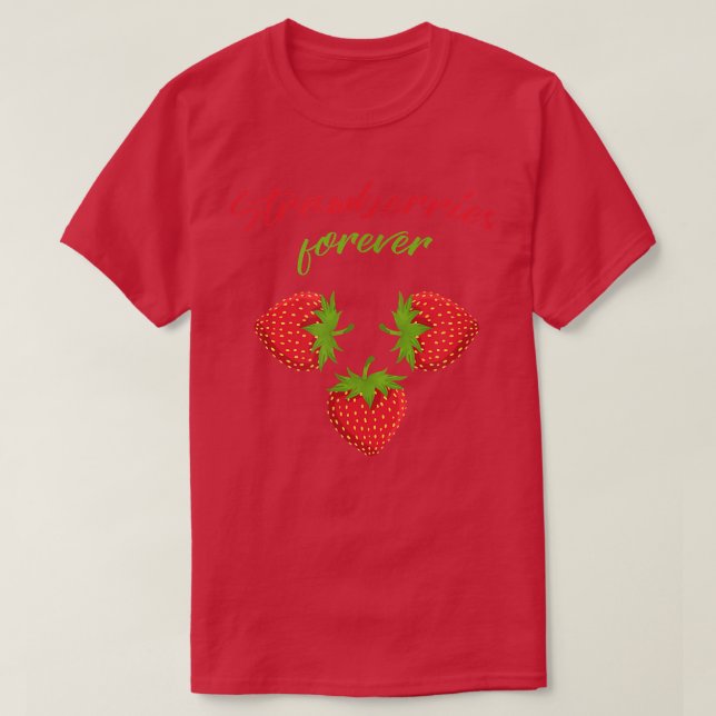 Camiseta Morangos para sempre frutas de verão doces Strawbe (Frente do Design)
